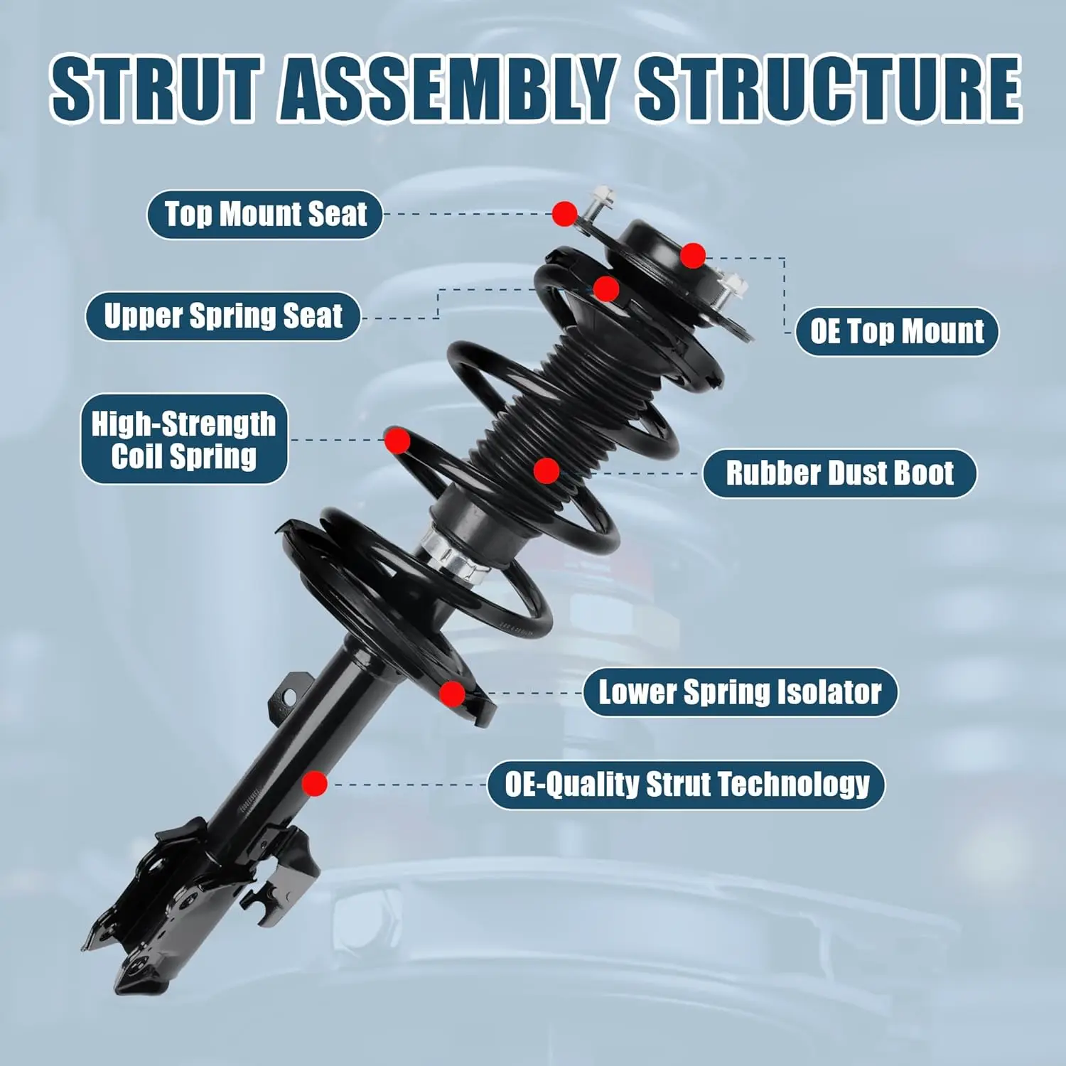 بديل لـ 2008 2009 2010 Toyota Highlander FWD 3.5L - مجموعة ممتص الصدمات الأمامية الكاملة - إعادة التثبيت السريع