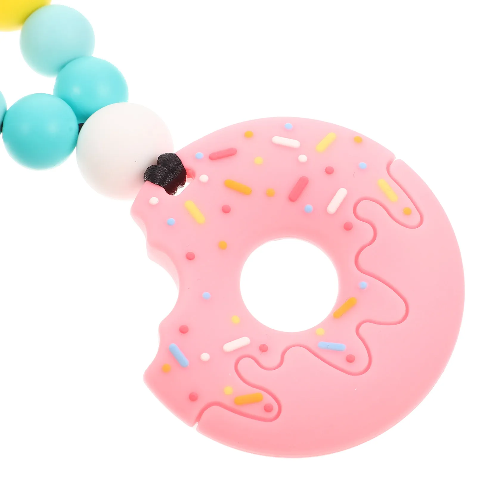 Baby Necklace Teething Ring Natural Wood Cartoon Infant Chew Necklace Teether Finger Grabbing Chewing Prop for Toddler