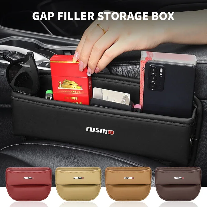 Leather Car Slot Storage Box Multi-function Seat Middle Gap Crevice Storage Box For Nismo Nissan Tiida Teana Juke X-trail Almera