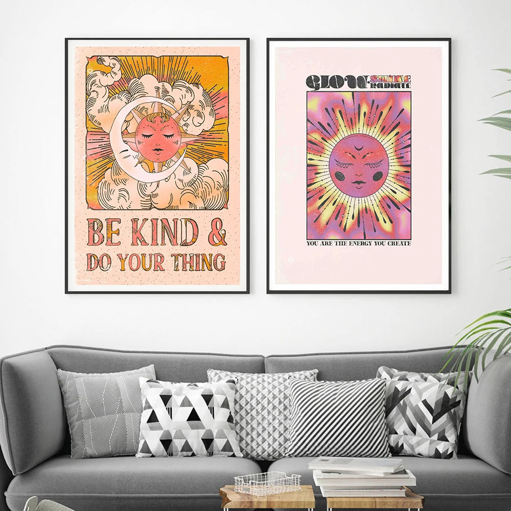 Abstract Psychedelic Cat Canvas Painting Posters and Prints Colorful Animals Wall Art Pictures for Living Room Decor