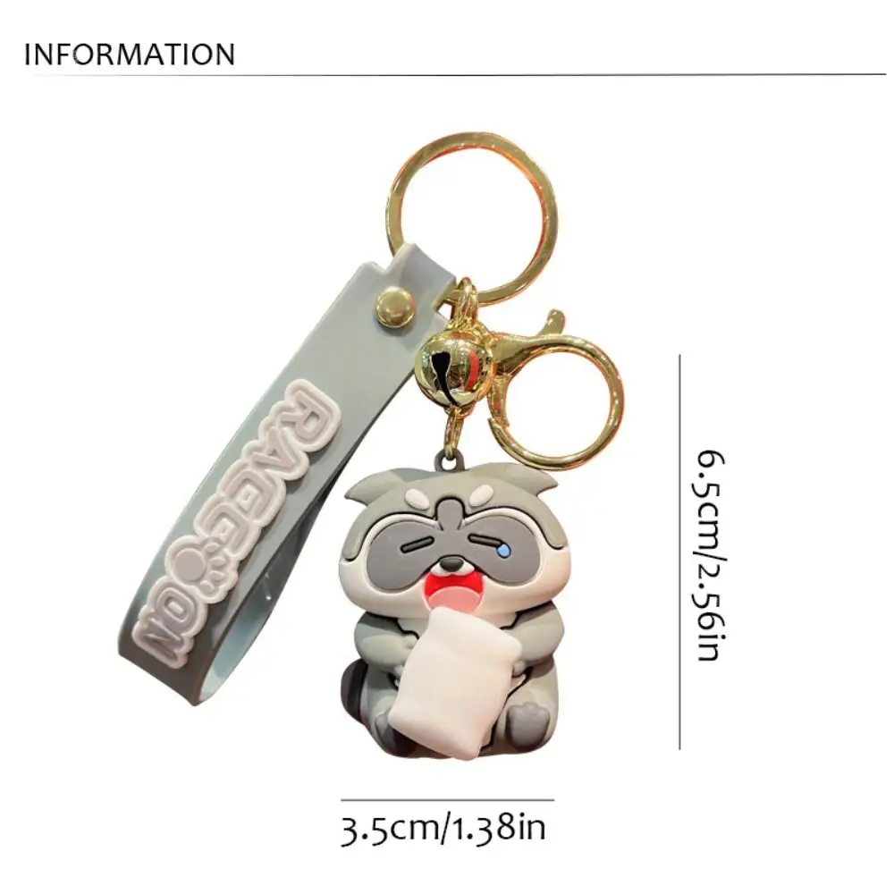 Étui pour écouteurs en alliage animal mignon, porte-clés raton laveur, décor de sac à dos, pendentif coréen pour enfants, porte-clés de dessin animé, cadeau créatif