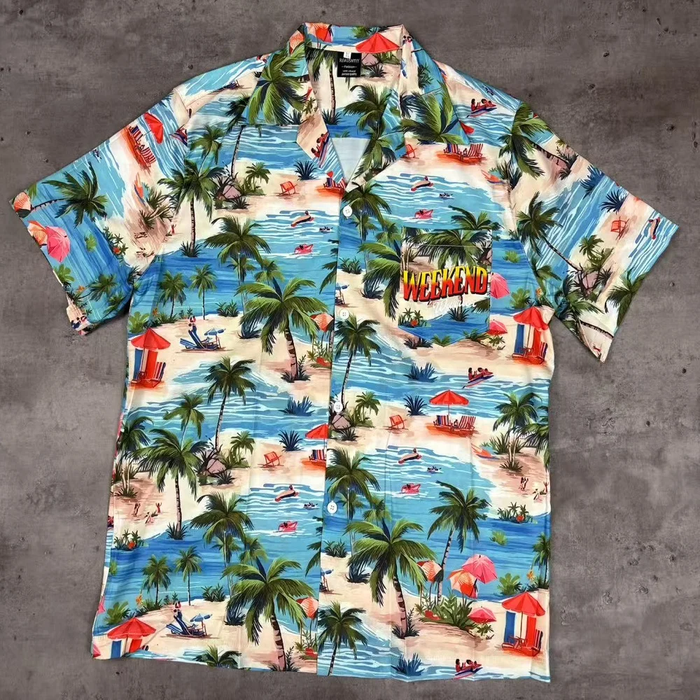 

Wed Warrior Hawaiian Vaion Sle Beach ort Sve irt Loose Fit Regular Thin Four Seasons Universal Cuban Collar