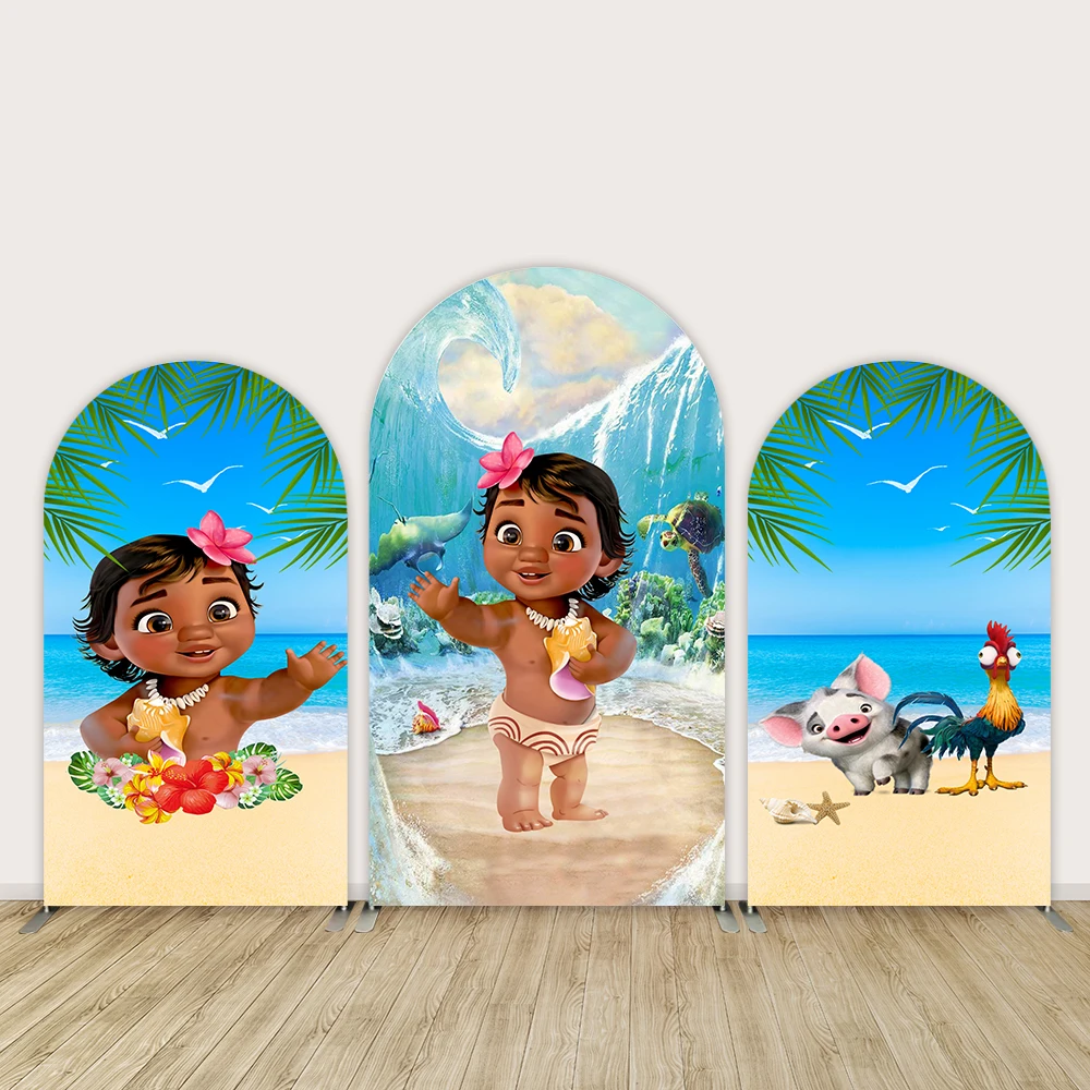 

Summer Beach Hawaii Aloha Moana Arch Cover Backdrop Wall for Kids Baby Shower Birthday Party Decoration Photo Background