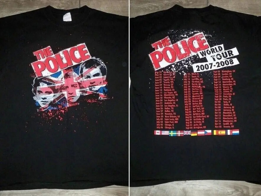 ‘THE POLICE” BLACK CONCERT BAND WORLD TOUR TSHIRT