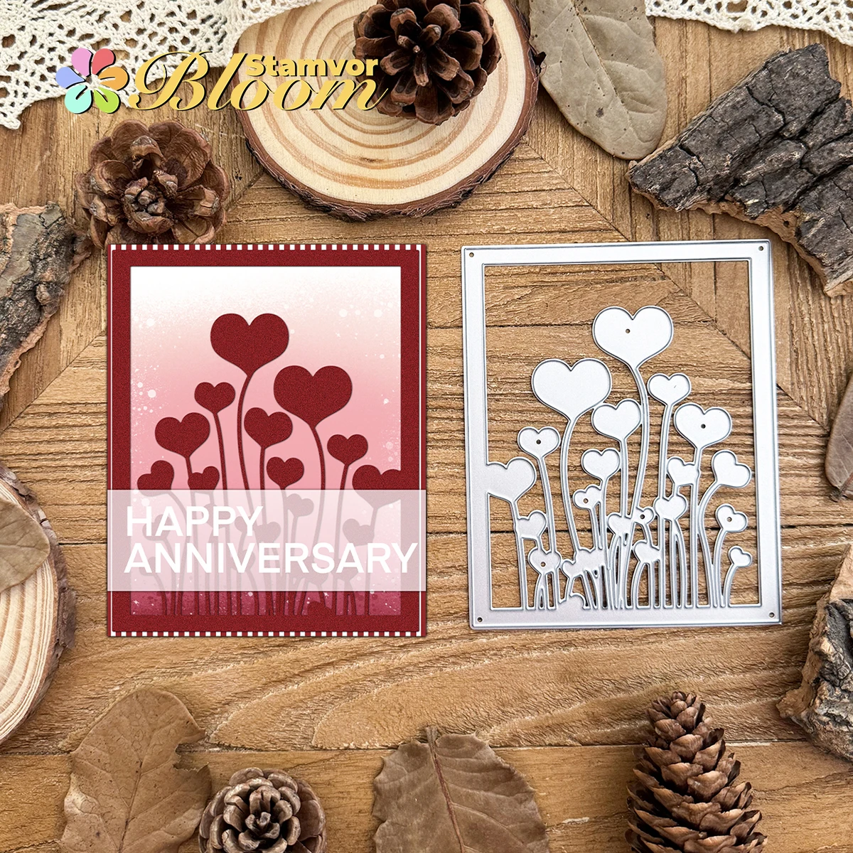 Original Valentinstag liebt Blumen Rahmen Metall Stanzformen Scrapbooking dekorative Prägung