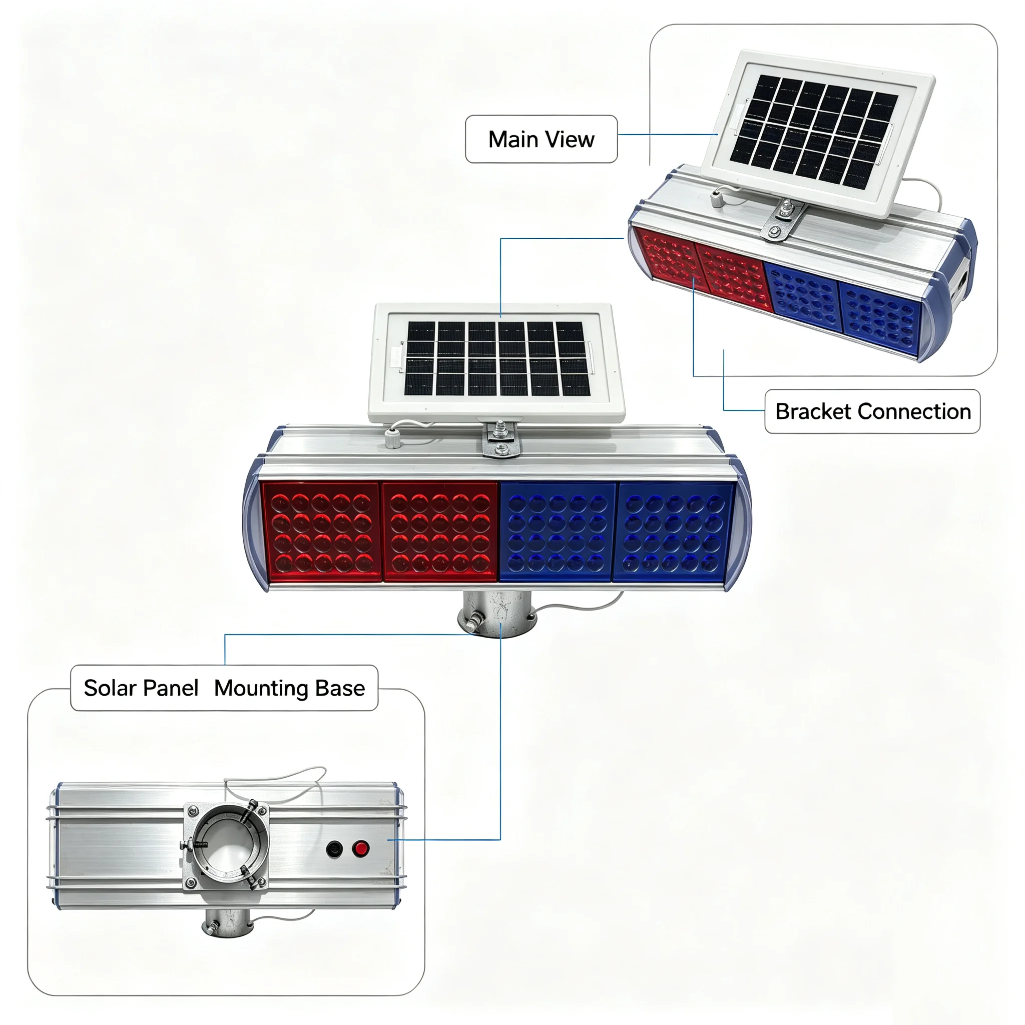 Multi-Solar warning flash light red and blue flash night traffic road construction barricade signal light flash light