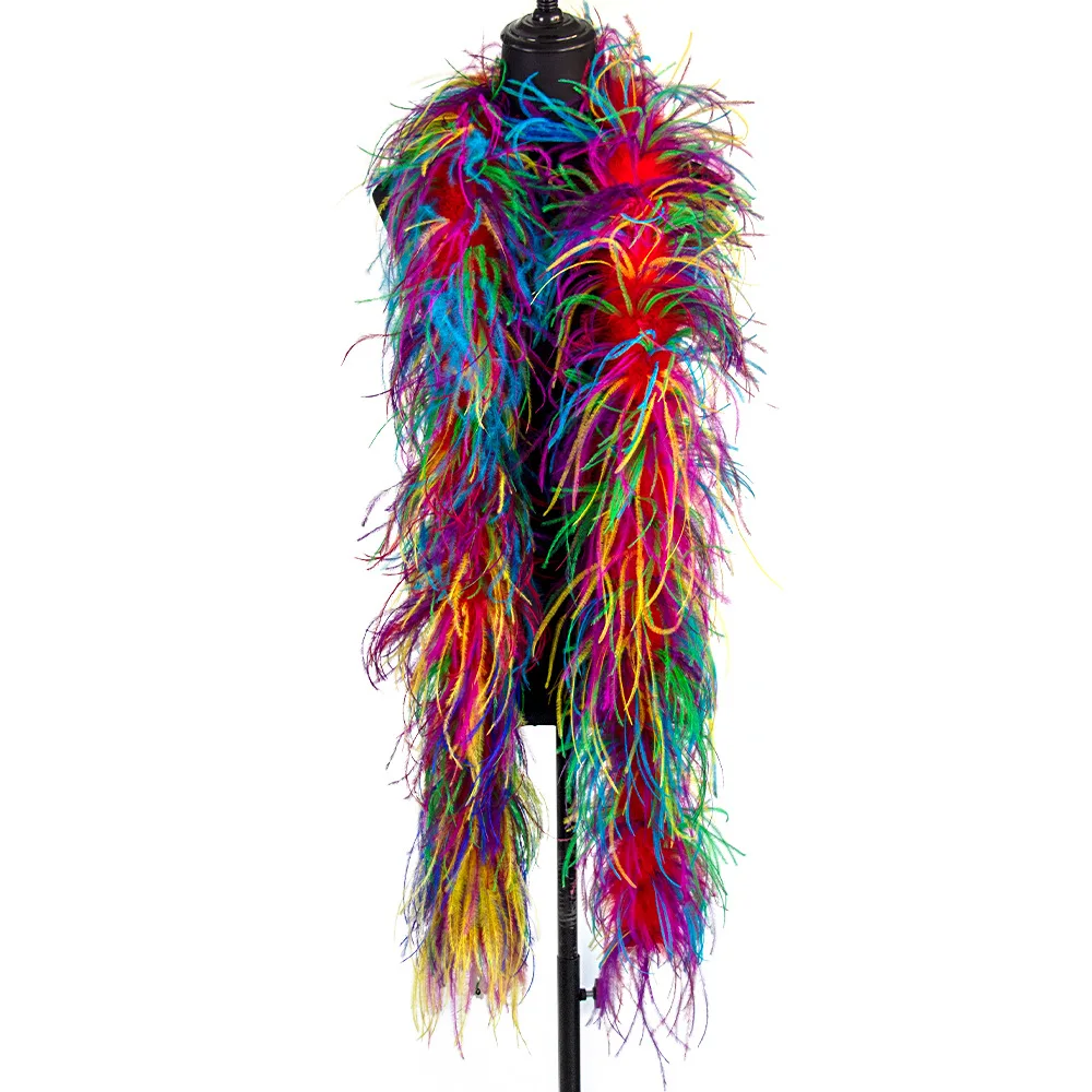 

6 Ply Colorful Ostrich Feathers Soft Women Boa Plume Tassel Trim Shawl for Costume Carnival Performance Dress Shirts Scarf Decor