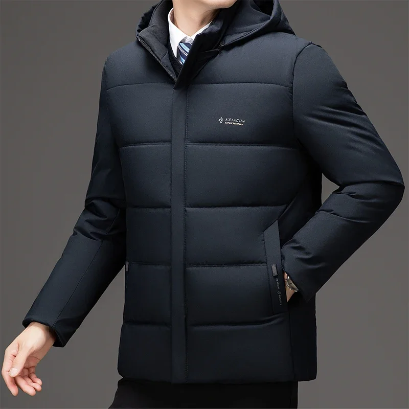 

Outwear New Men's Jacket Parkas Men Business Hooded Parka Windbreaker Winter Windbreaker Solid Loose Thick Windproof Long Coat
