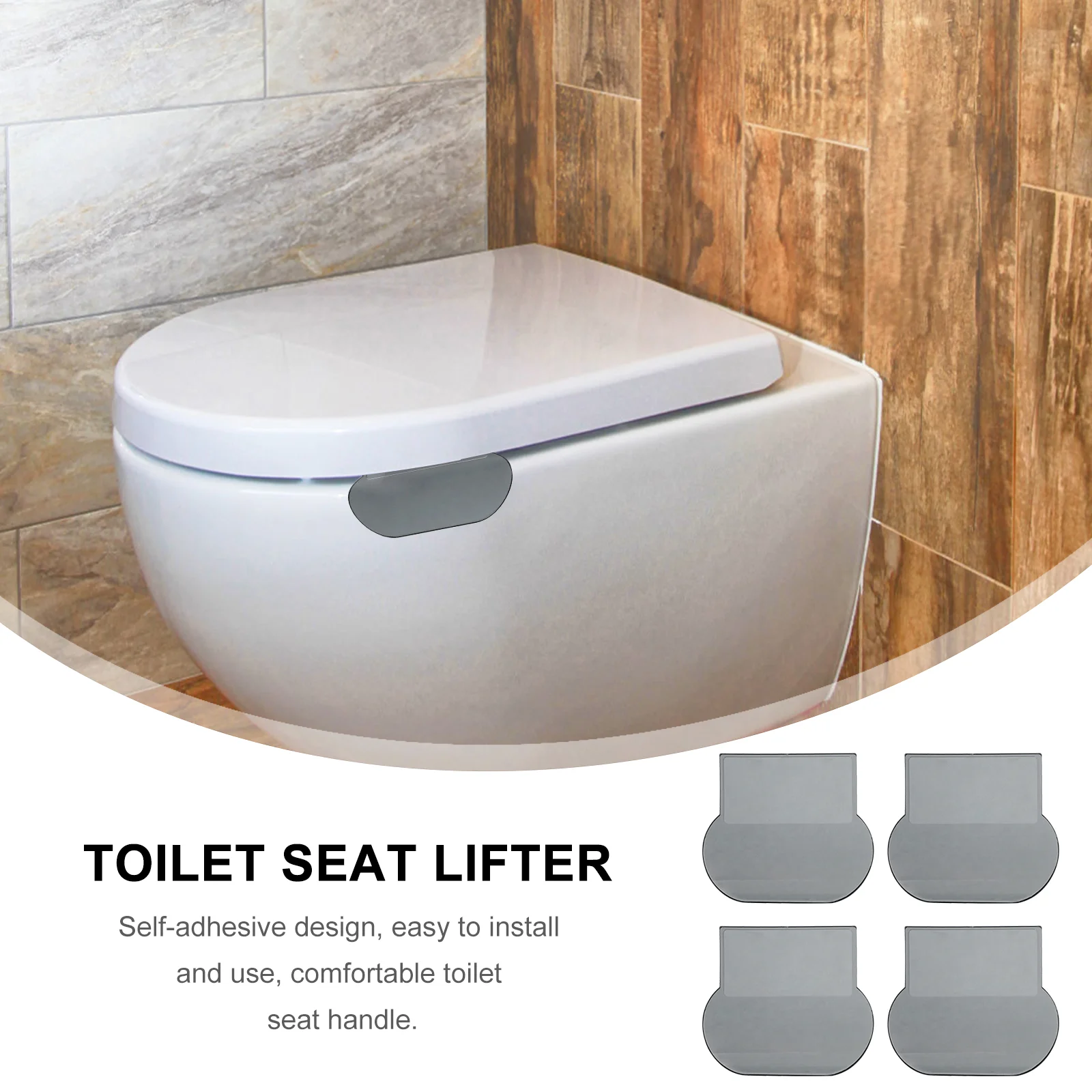 Bantalan kursi portabel dengan pegangan, pengangkat tutup Toilet Anti sentuhan pegangan penutup mangkuk