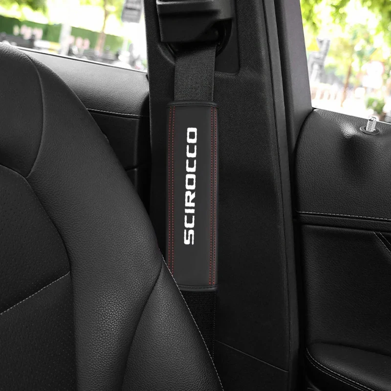 2Pcs Nappa Leather Safety Belt Shoulder Covers Protection Interior Car Accessories for Volkswagen vw Scirocco