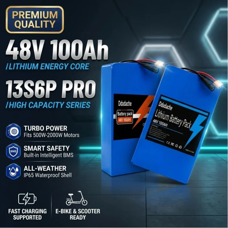 48V 100Ah 13S6P Batteriepack 18650 Lithium-Ionen-Batterie mit BMS-Schutz, 2000W Motor für Elektrofahrräder und Elektroroller