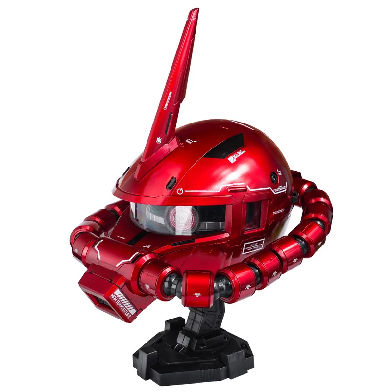 Zaku Wearable Helmet Cosplay Prop Replica With Water Slide Decals Base Usb Charging Cable Trendy Anime Figure Model Collect Toy