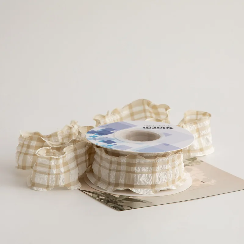 Fishtail Yarn Colorful Checkered Cake Best-selling Packaging Hair Accessories Bow Ribbons and Bouquets DIY Decorative Ribbons