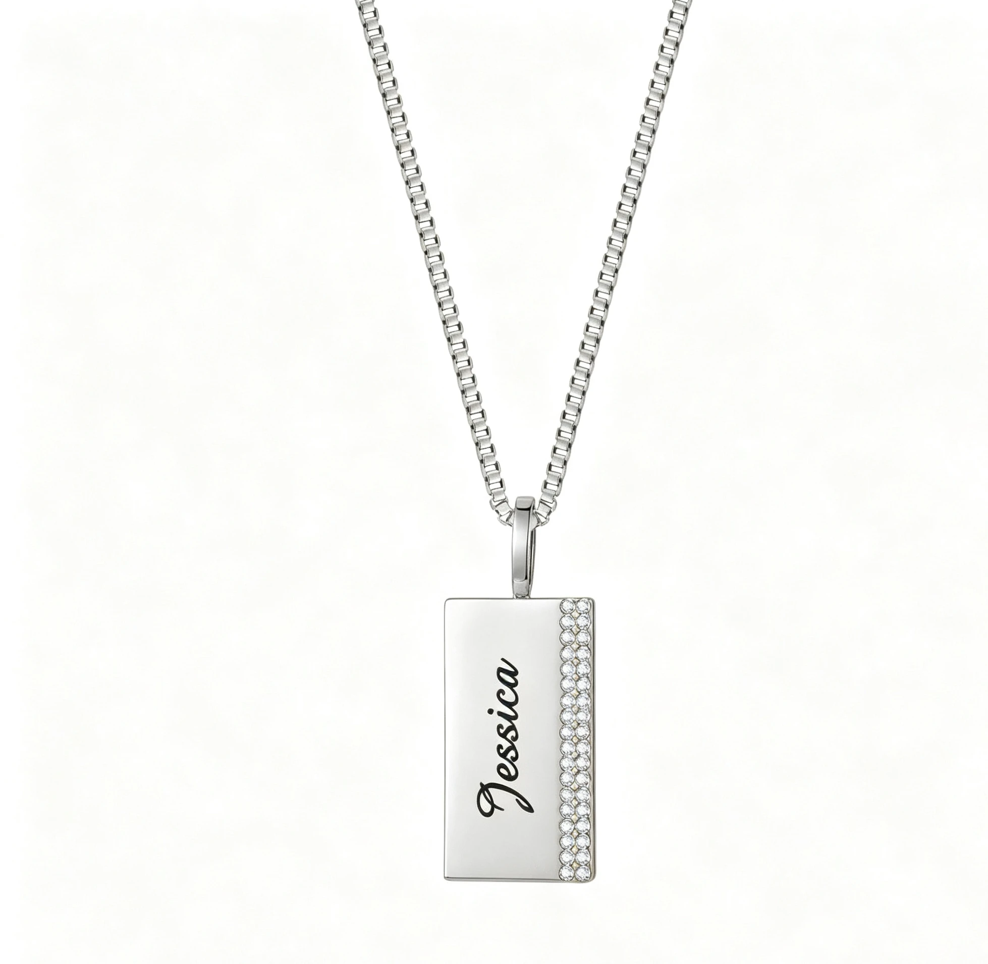 18K Gold Plated Carvable Blessing Lab Made Emerald Pendant Necklace Rectangular Pendant Jewelry