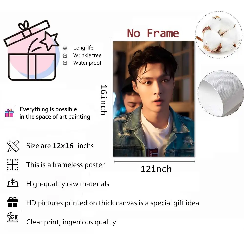 Singer Actor Lay Zhang Painting Calligraphy Canvas Print Wall Mural for Living Room Decor Gifts