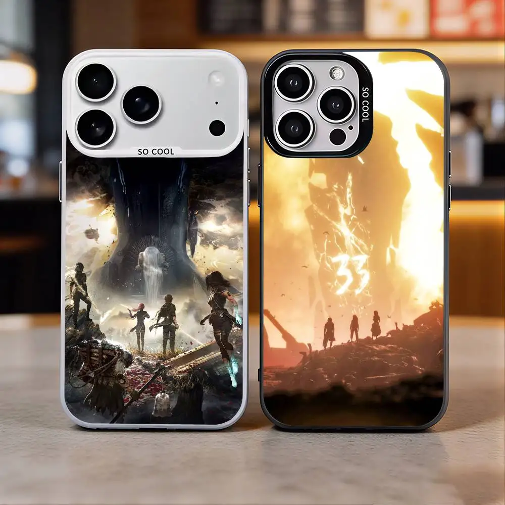 

C-Clair Obscur Expedition 33 Phone Case For iPhone 17, 16,15,14,13,12,11 Plus,Pro Max, Colorful Silver Funda Cover