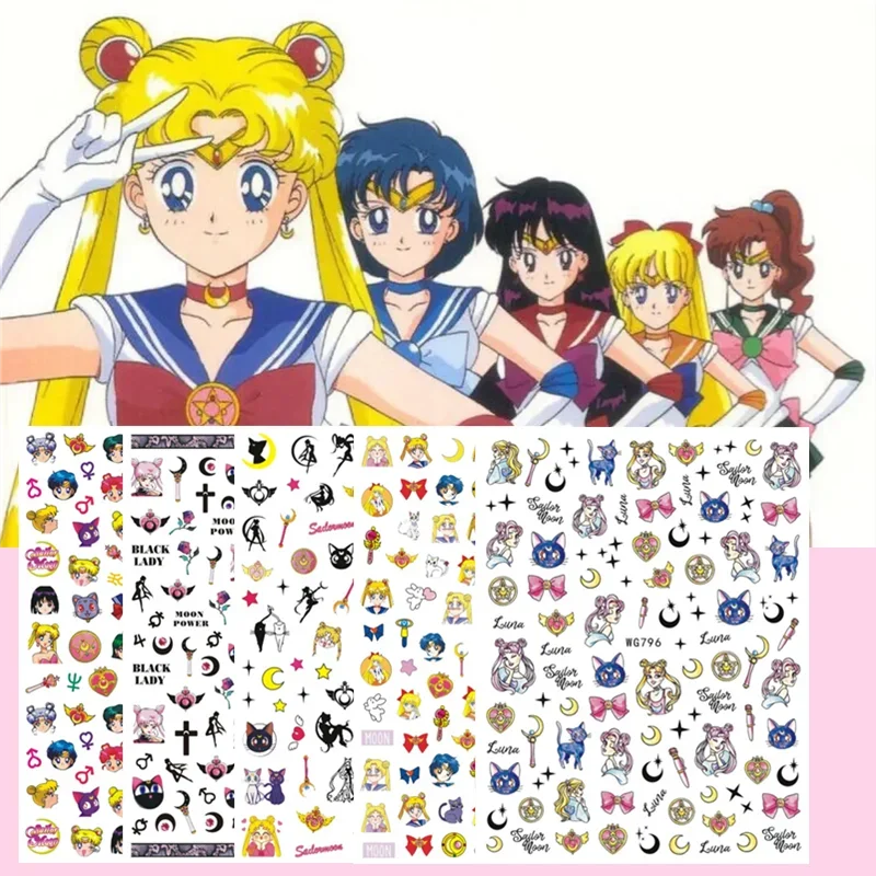 

1PCS Miniso Anime Girl Nail Stickers Cartoon Pokémon Stickers Cute Demon Slayer Characters Nail Art Supplies Decoration Decals