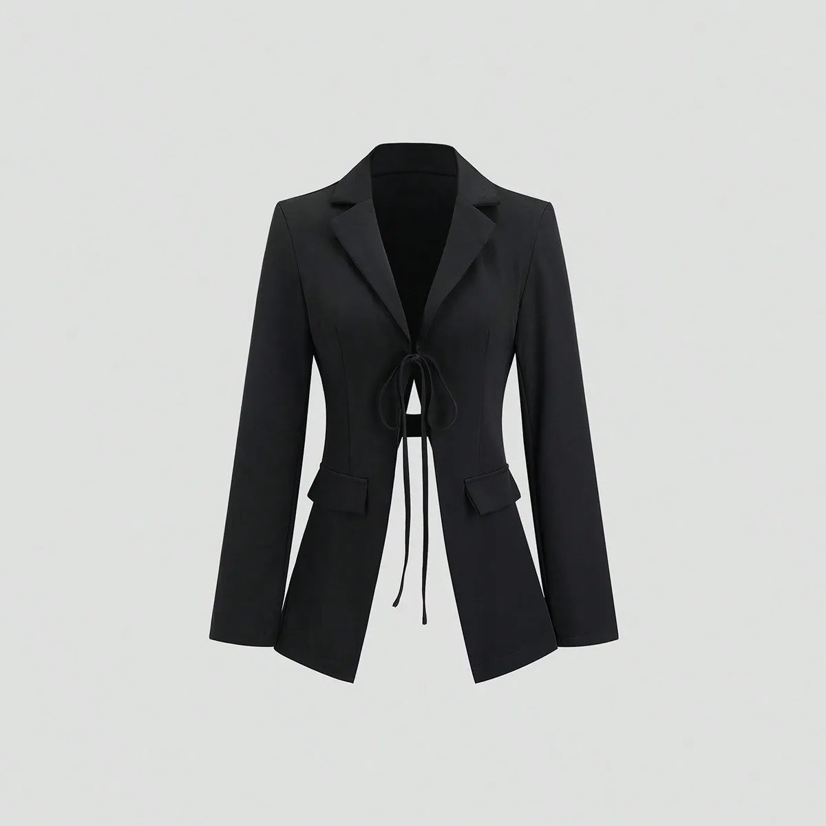 Fashionable Right-Shoulder Slim-Fitting Tie Bow Blazer