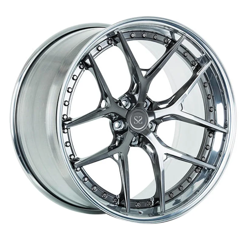 silver Spray Painted Car Parts Multi-Spoke 3 PC 18 19inch Chrome Alloy Car Forged Wheels