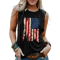 Summer USA American Flag 3D Print Tank Tops Sexy Woman Streetwear Y2k Tops Oversized Vest Off Shoulder Sleeveless Woman Camisole
