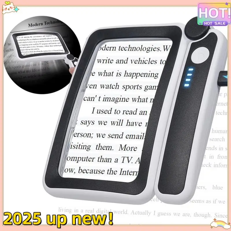

Classy-4X Large Magnifying Glass With LED Lights USB Loupe Rechargeable Magnifier Rechargeable Illuminated Magnifier