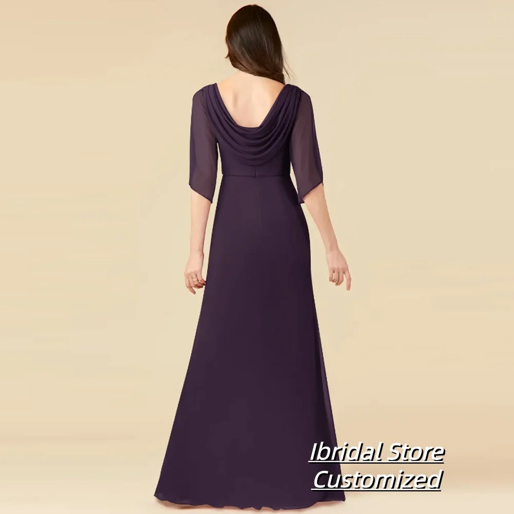 فساتين أم العروس أنيقة مخصصة للنساء من الشيفون لحفلات الزفاف مع مطرز بالخرز رداء السهرة الجديد