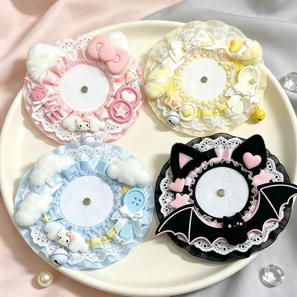 Cute Plush Badge Holder for Lolita Anime Merchandise Suif for 58-75mm Goods Decorative Pin Display Tray for Ita Bag Accessories