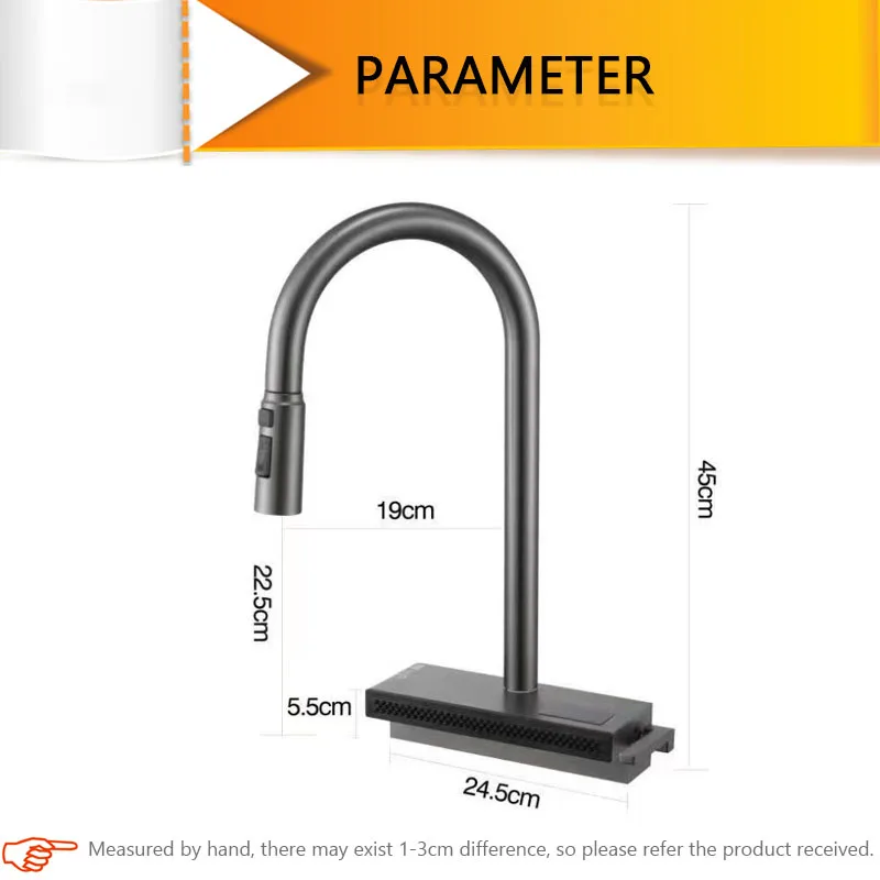 LED Digital Faucet Kitchen Pull Out Down Hot Cold Mixer Tap Deck Mount Flying Rain Waterfall Universal Brass Rotation Faucets