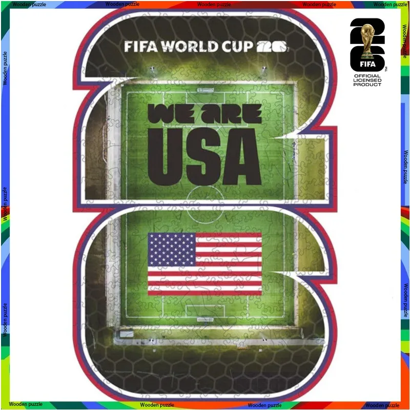 FIFA World Cup Wooden Puzzles for Adults Host Country USA Football Field Unique Shaped Sports Fans for Home Decor Festival Gifts