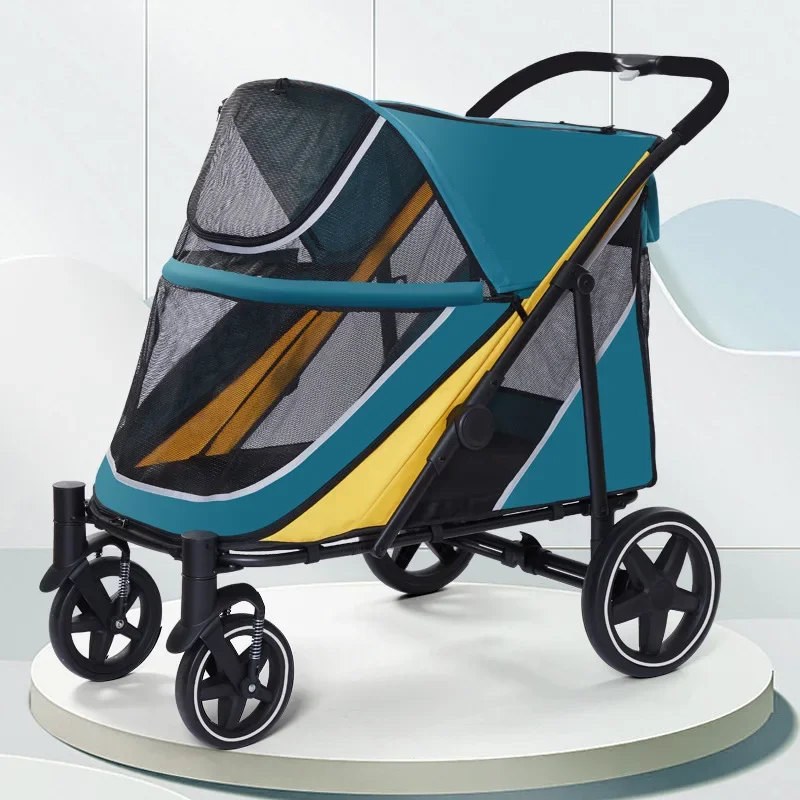 Large Pet Jogger Stroller Breathable Animal Stroller With 4 Wheel Storage Space Pet Cart