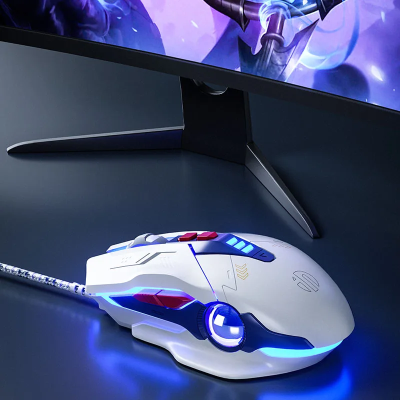 INPHIC W9 Wired Gaming Mouse Adjustable 4 Levels 8800DPI E-sports Macro Breathing Lighting Effect Ergonomics PUBG CF LOL