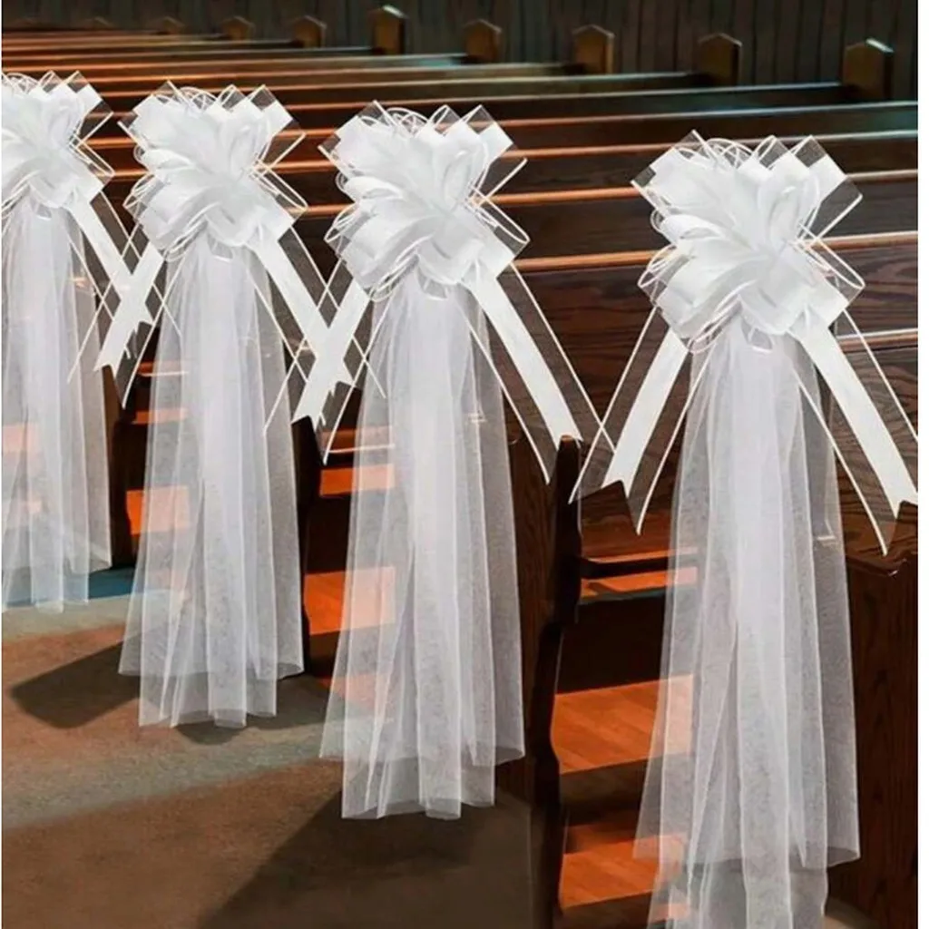 Wedding Chair Back Bow Elegant Wedding Car Decoration Bow Aisle Decoration Bow Multi-Purpose For Outdoor Wedding Festive Events