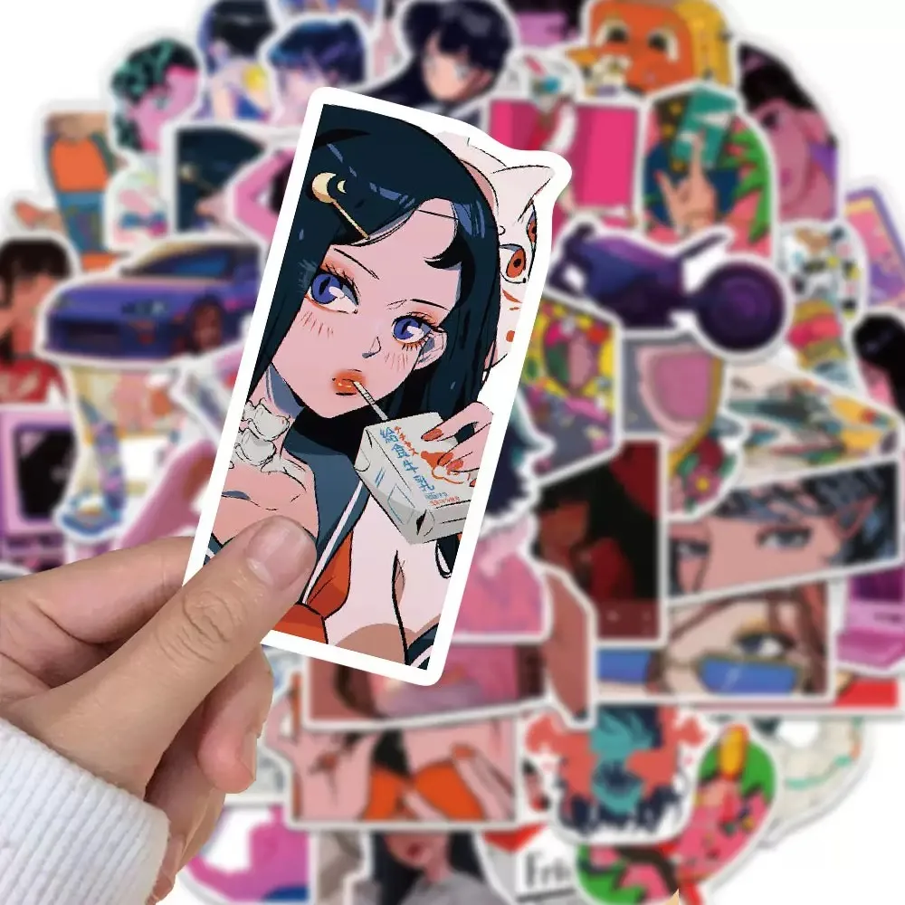 

10/50pcs Korean Fashion City Pop Girl Decorative Stickers Art Scrapbooking Diary Stationery Album Journal Planner Kids Sticker