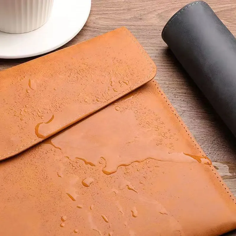 A4 Document Organiser PU Leather File Folder Paper Portable Dustproof Snap Closure Large Capacity Stationery Business Office