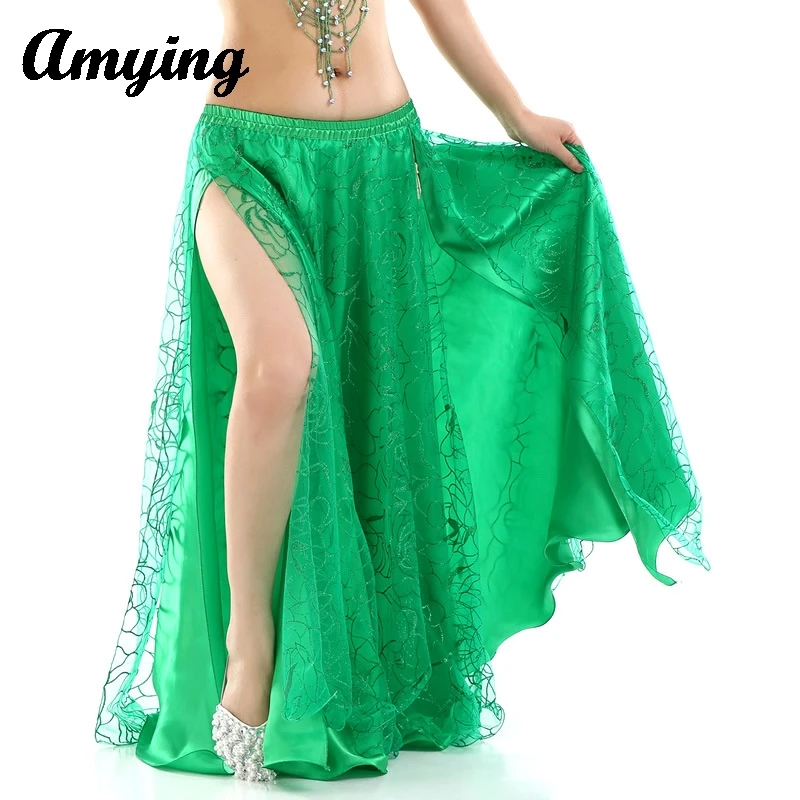 

A Skirt with Rose Pattern for Women Belly Dance Practice Clothing Elegant Belly Dance Stage Performance Costume