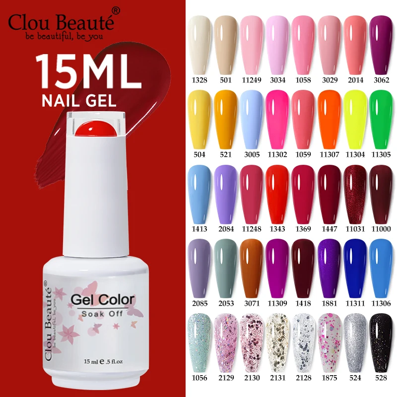 

Clou Beaute 15ml Gel Nail Polish Vernis Semi Permanent UV Gel Nail Art Varnish Lakiery Hybrydowe For Manicure Varnish Nail Glue