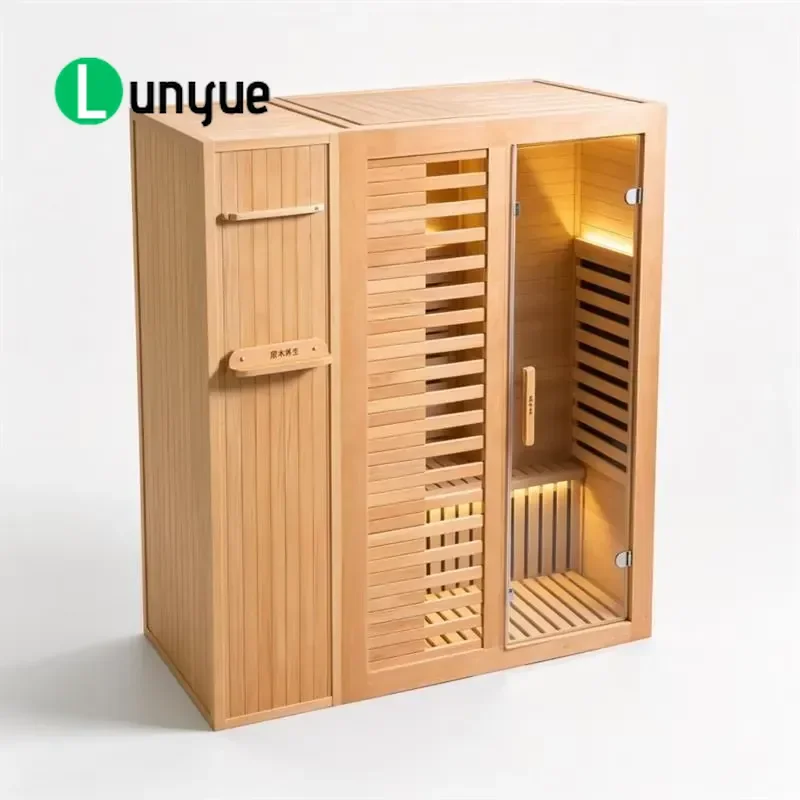 Indoor Wooden Dry Sauna Room with Glass Door Family Spa Cabin for Home Villa Leisure Relaxation Durable Wood Construction