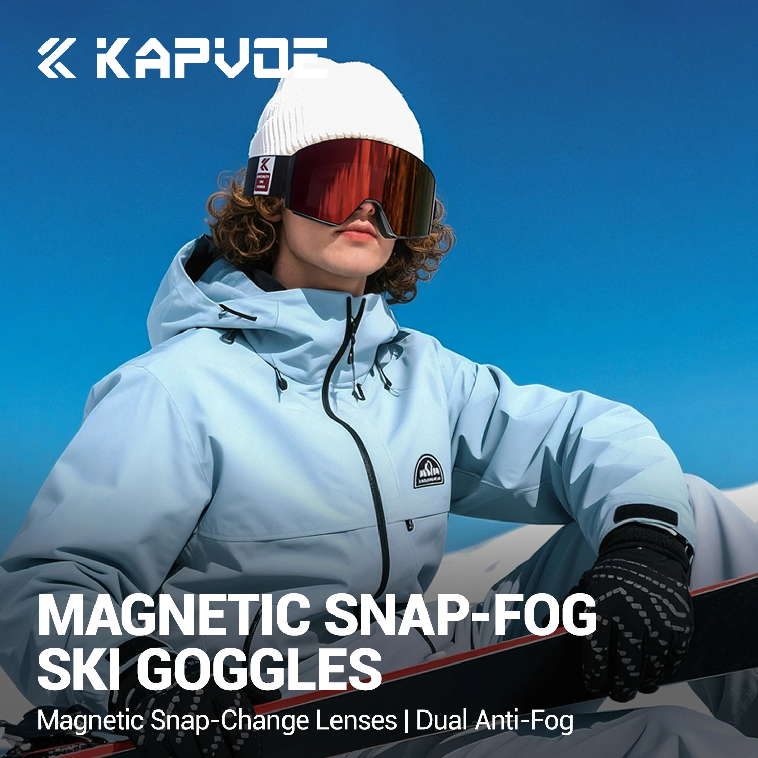 Kapvoe UV400 Snow Goggles Men Women Snowboarding Photochromic Skiing Sunglasses Mask Ski Anti-Fog Protection Snowmobile Glasses