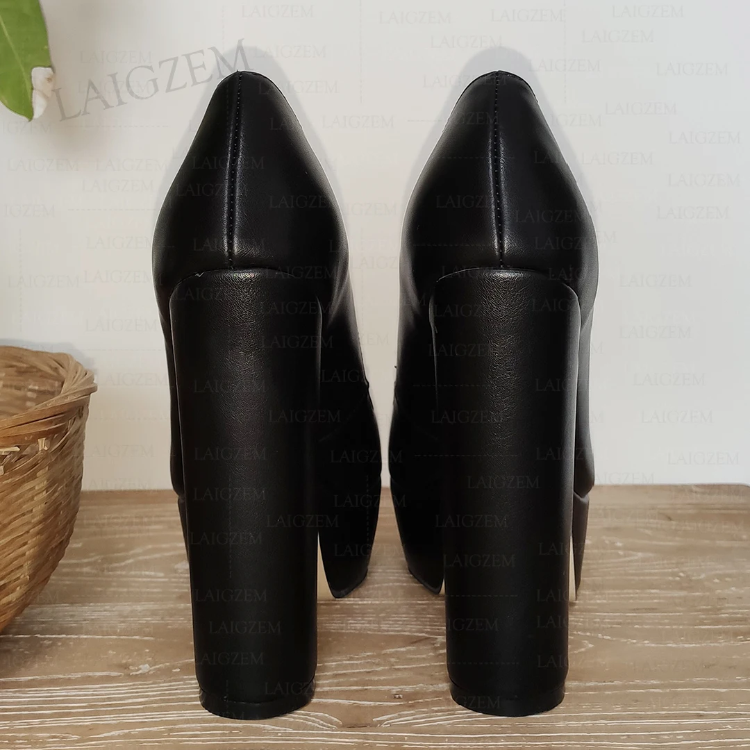 SEprospects HEM-Escarpins à plateforme en similicuir pour femmes, chaussures rondes, grosses optiques, sandales à talons hauts, chaussures faites à la main, grande taille 38 41 47 52