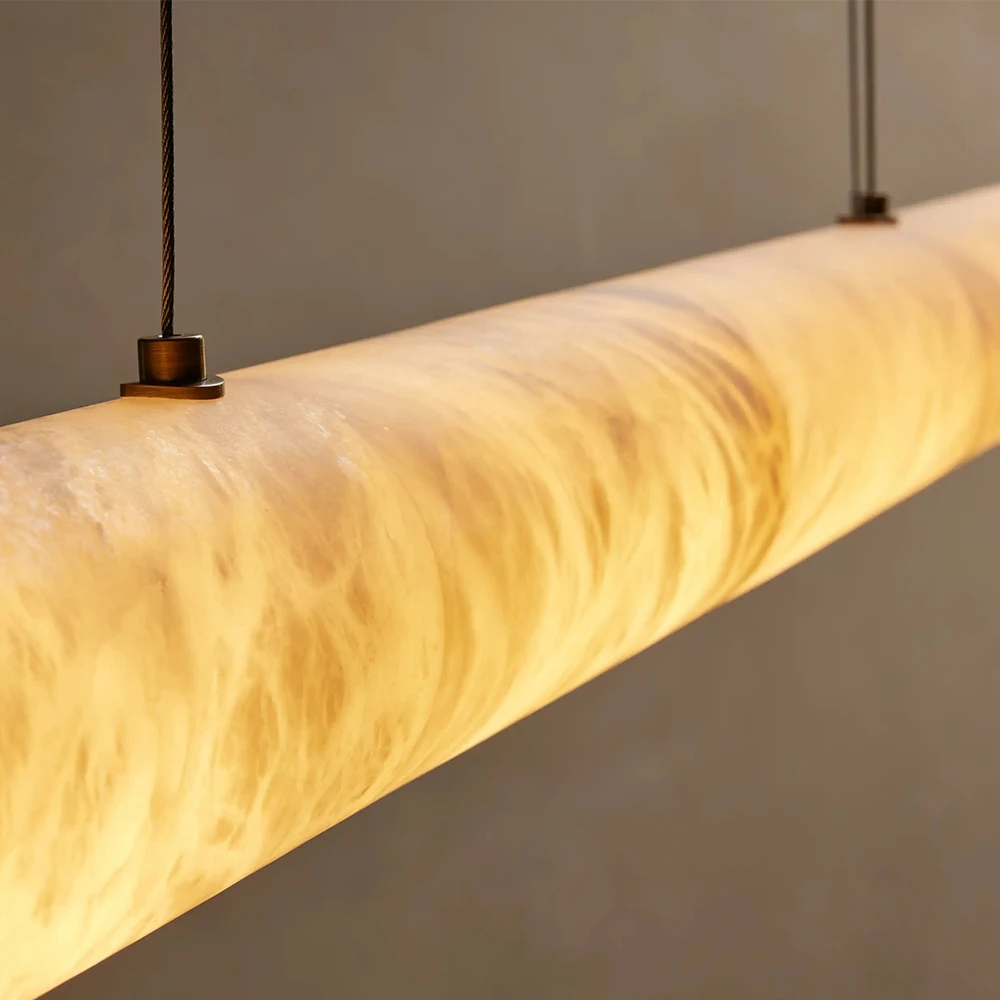 American Luxury Alabaster Large Led Chandelier Living Room Dining Room Home Decor Antique Brass Modern Simple Linear Chandeliers