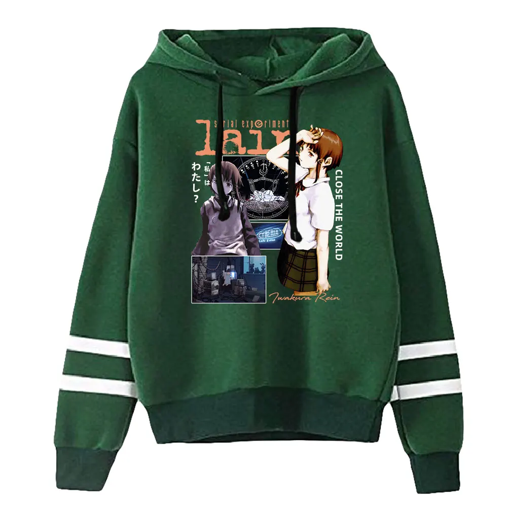 Serial Experiments Lain Manga Unisex Pocketless Parallel Bars Sleeve Sweatshirts Men Women's Hoodie Anime Clothes