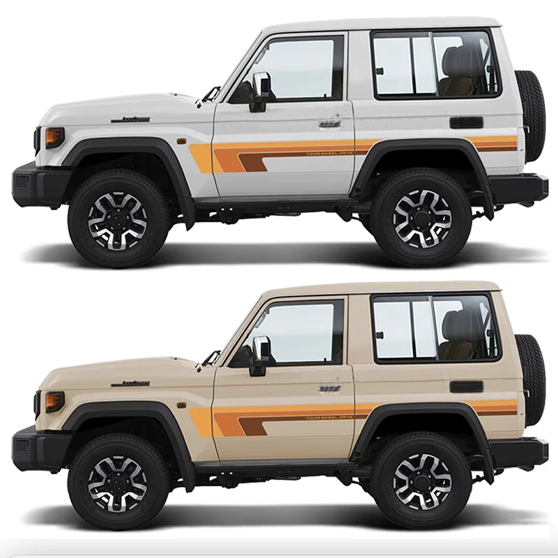 Vintage Car Styling Side Waistline Stripes Precut Modified Decal Vinyl Wrap Graphics Stickers for Toyota Land Cruiser BJ70 BJ71