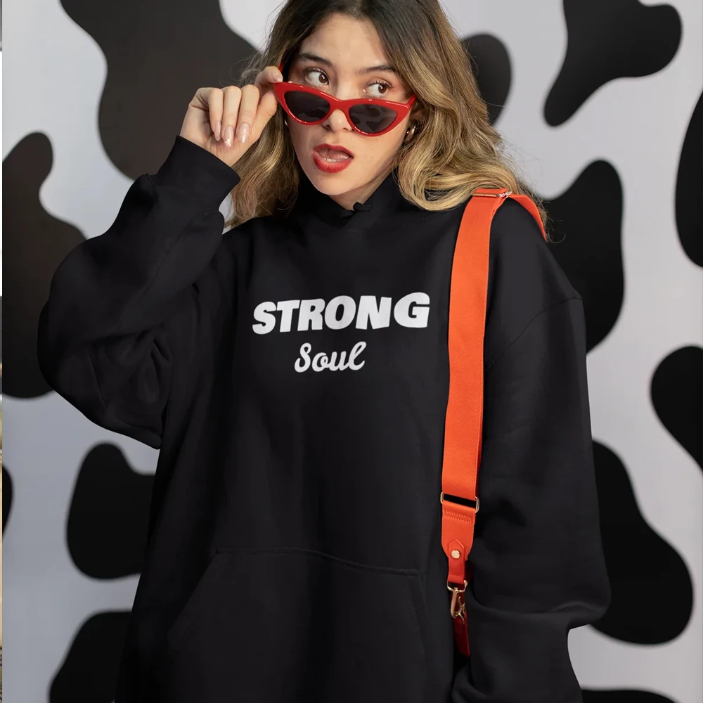 

Strong Soul Printed Hoodie Men's Oversized Fashion Popular Streetwear Long Sleeve Hoodies Causal Unisex Sweatshirt Daywear