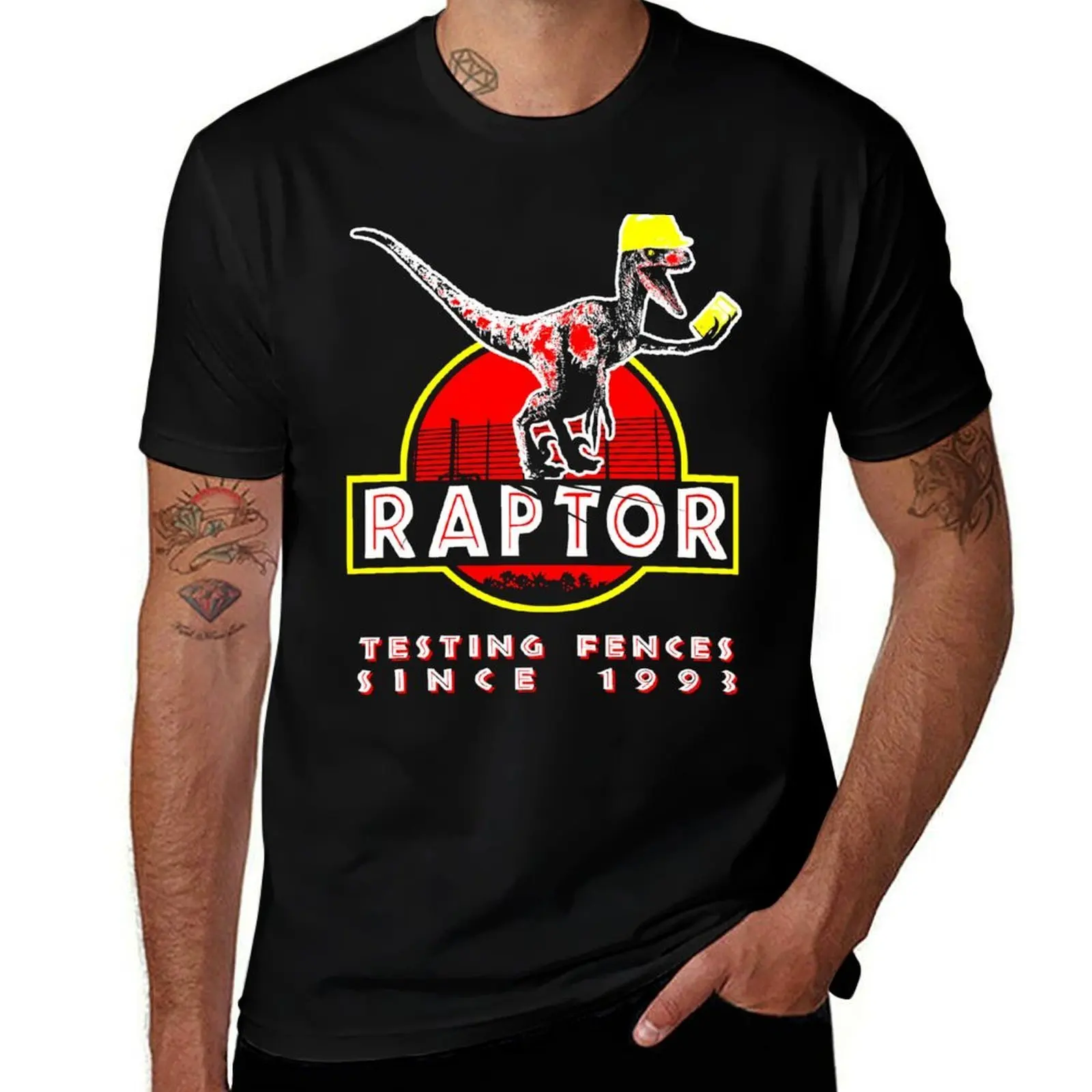 

since shirt tshirt man anime t graphic 1993. cotton Raptor. T-Shirt shirt Testing pack fences t