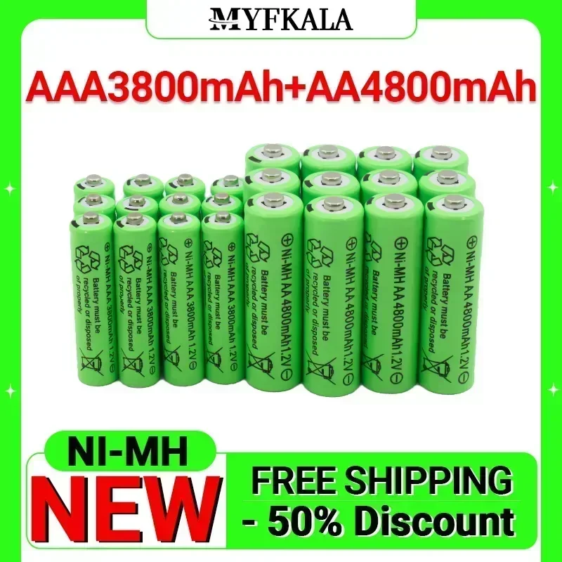 1.2V AA 4800mAh NI-MH Rechargeable Batteries+1.2 V AAA 3800 MAh Rechageable Battery NI-MH Battery +