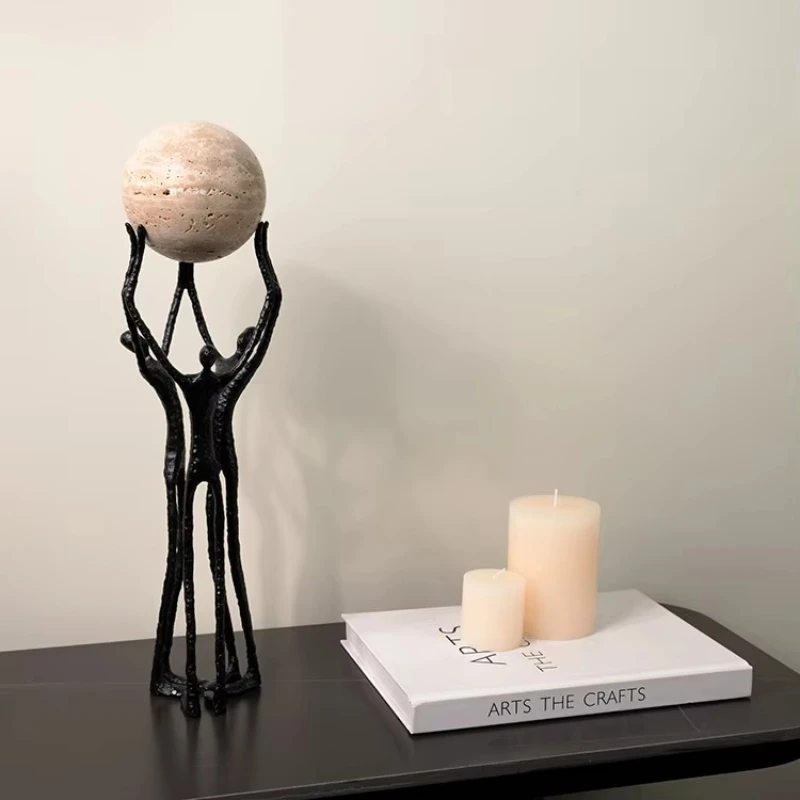 

Hot Sale Decorative Desktop Custom Handmade Marble Metal Abstract Character Ornament Home Decoration