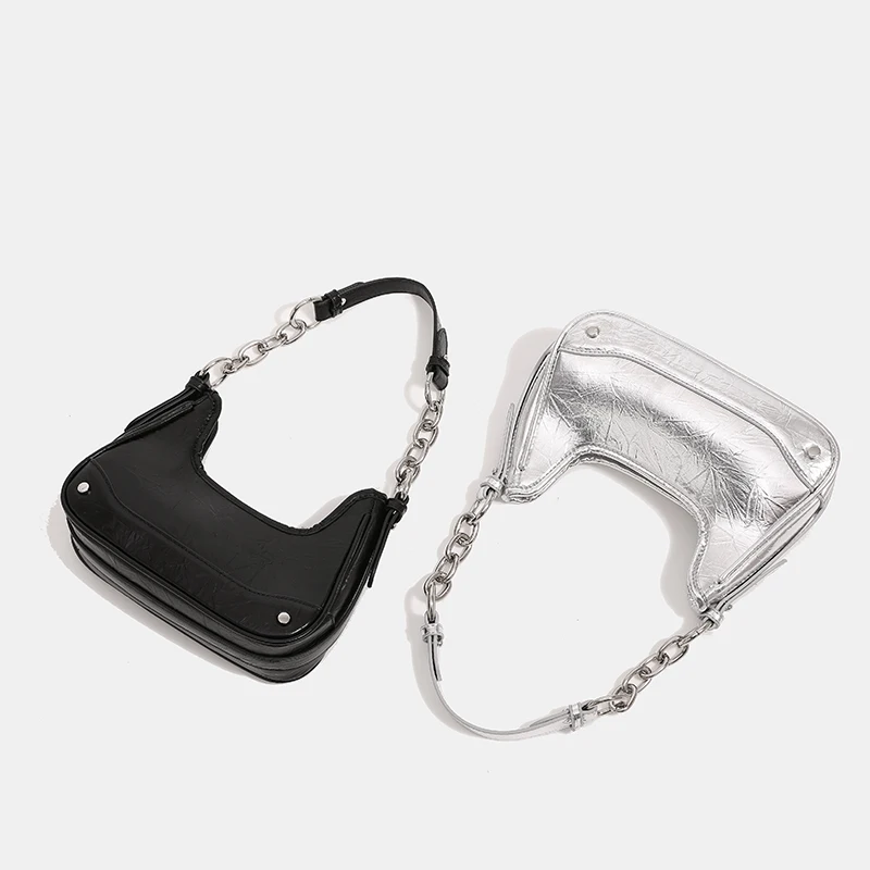 Designer Handbags For Women Shoulder Bags Metal Chain Underarm High Quality Luxury Small Pu Leather Crossbody Bags Fashion New