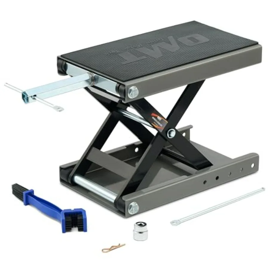 

Motorcycle Lift 1100lb Scissor Lift Jack with Wide Deck T Handle 3/8 Socket Gray Motorbike Center Stand Crank Hoist Stand for A