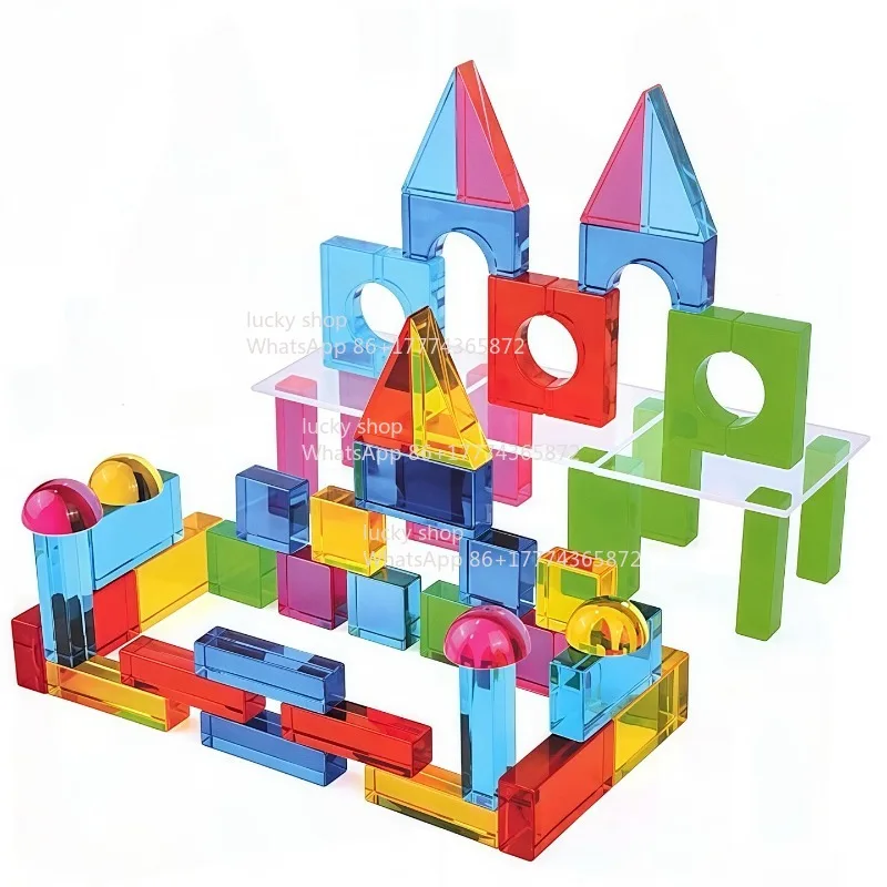 Transparent Building Block Three-dimensional Mosaic Color Shape Kindergarten Light and Shadow Construction Puzzle