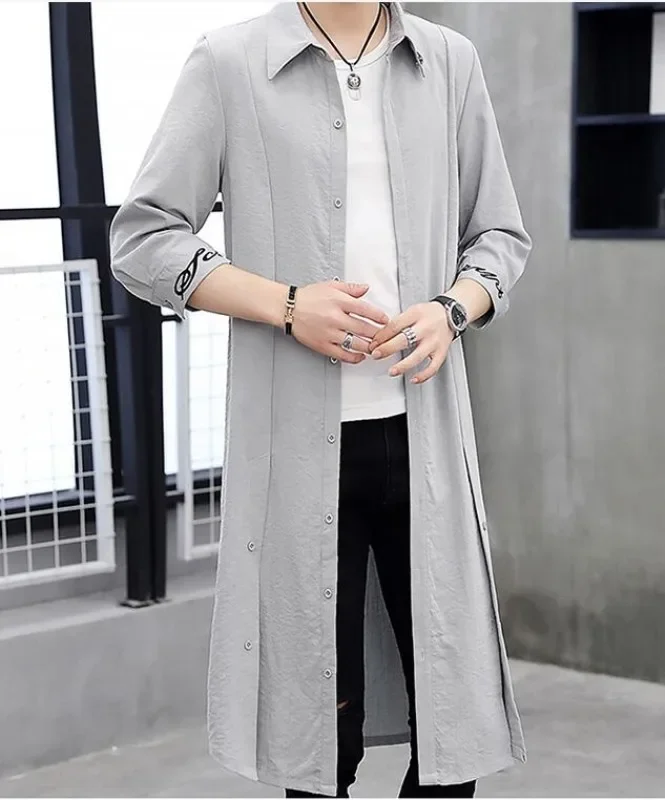 Men\'s Shirts Styles Trench Coat Mid-Length Sunscreen Cothing Outwear Men\'s Thin Outwear Clothing